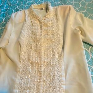Ladies Button Up Blouse w/ Lace